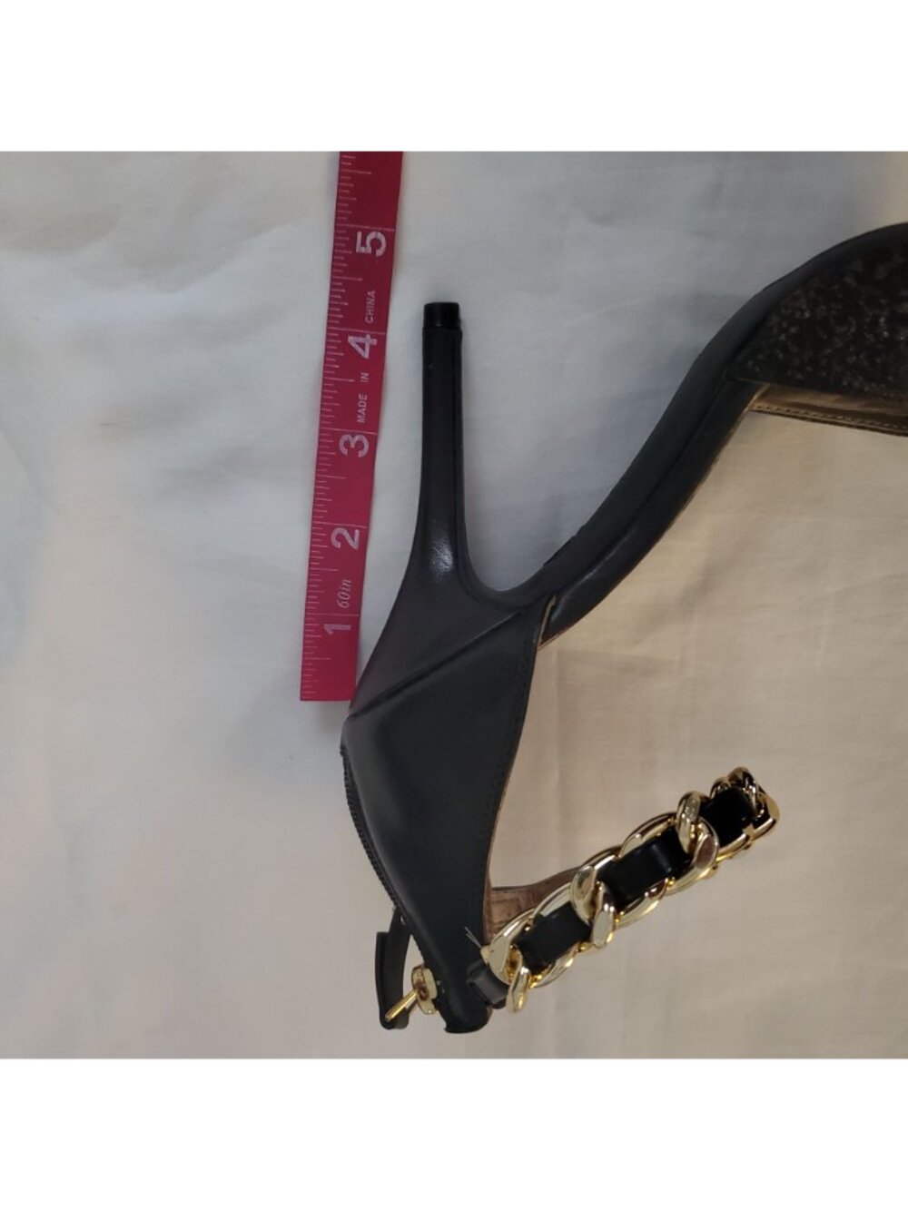 Sam & Libby Black/Gold Snake Print Ankle Chain Stiletto Heels Pumps Women's Sz 8 - Picture 12 of 13